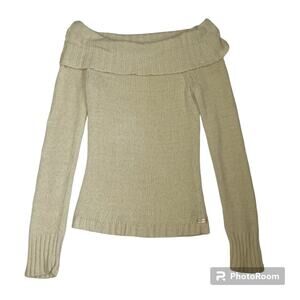 Vtg Y2K 2000s American Eagle Wool Angora Rabbit Hair Off Shoulder Sweater Wmns L